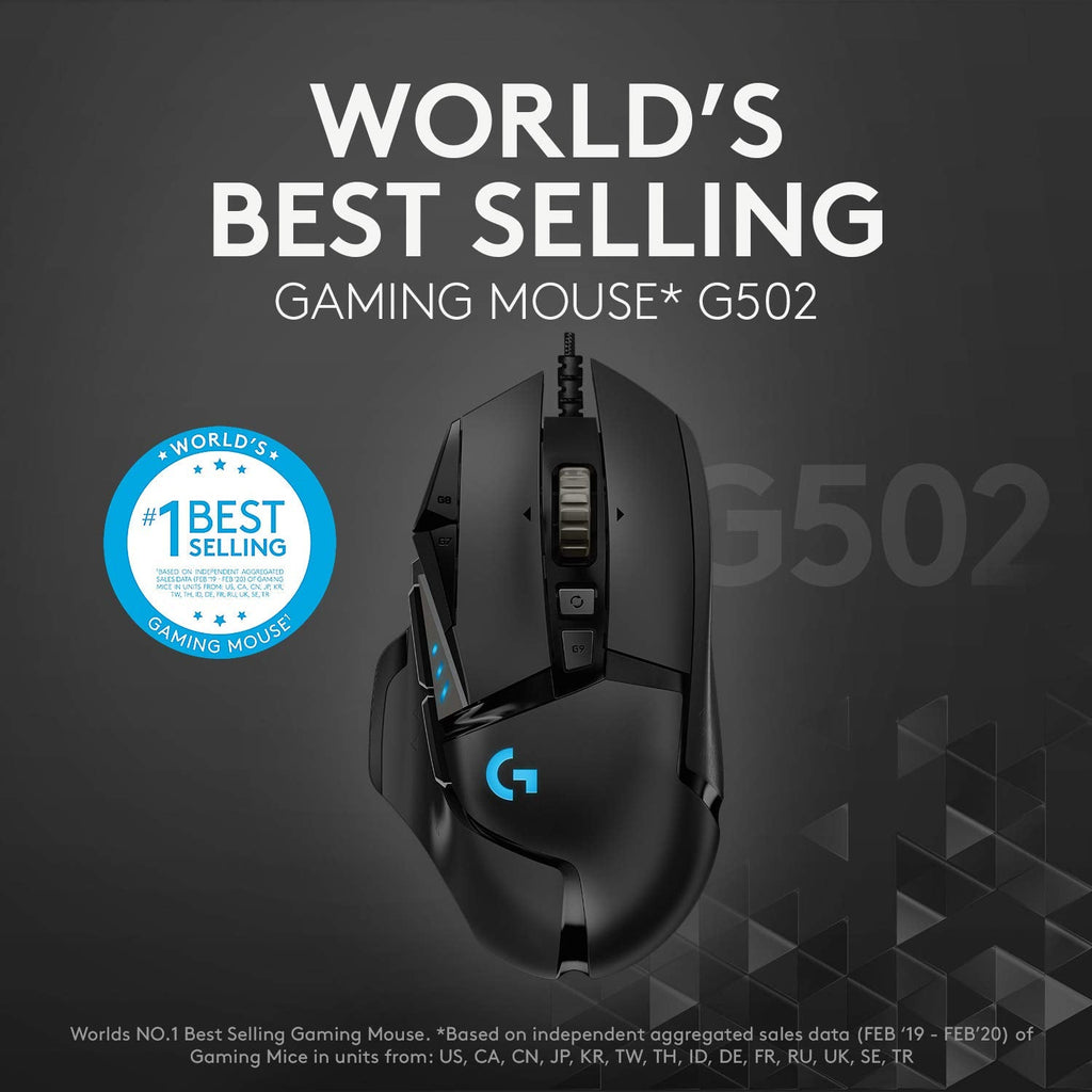 Logitech G502 Hero Wired 25K Sensor Gaming Mouse with Adjustable DPI Up to 25600 On-Board Memory and 11 Programmable Buttons