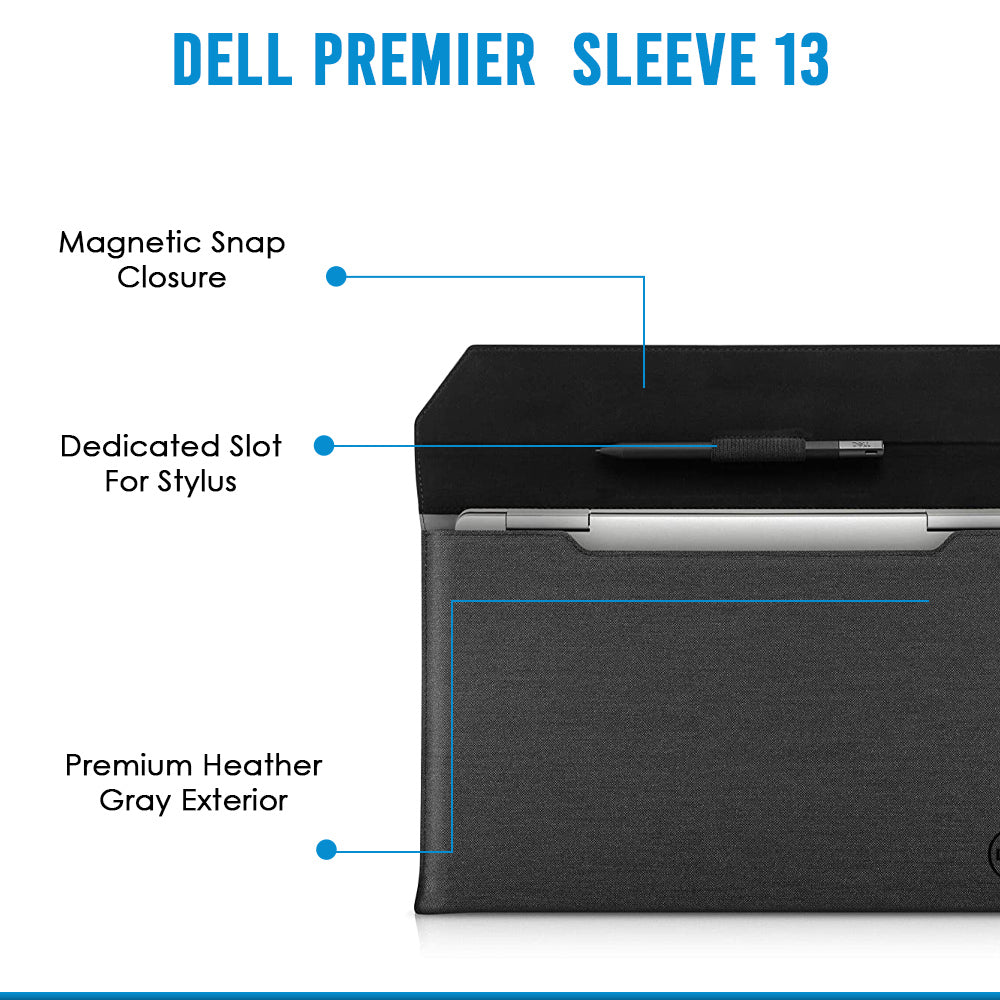 Dell Premier Laptop Sleeve 15 PE1521VX with Water Resistant Exterior and Magnetic Closure