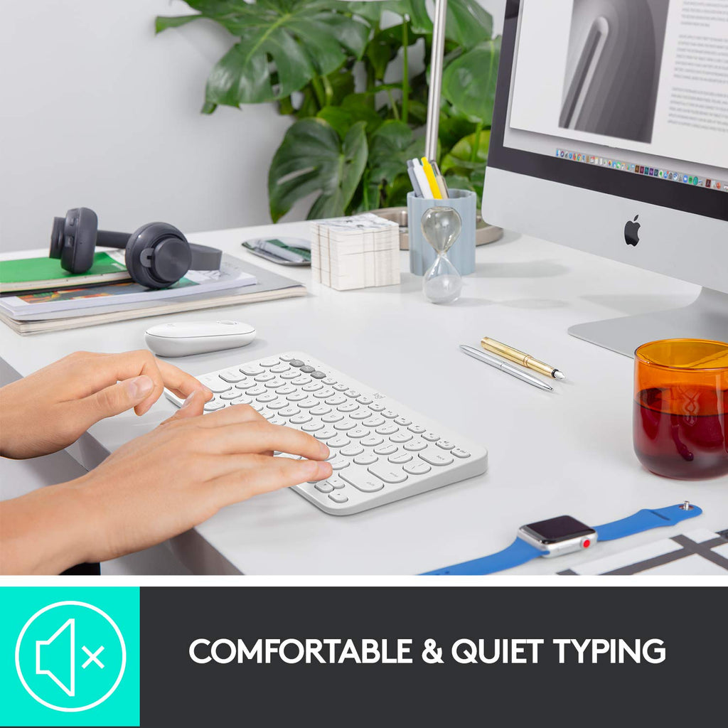 Logitech K380 Bluetooth Wireless Multi-Device Off-White Keyboard with Up to 3 Devices Connectivity and 2 Year Battery Life