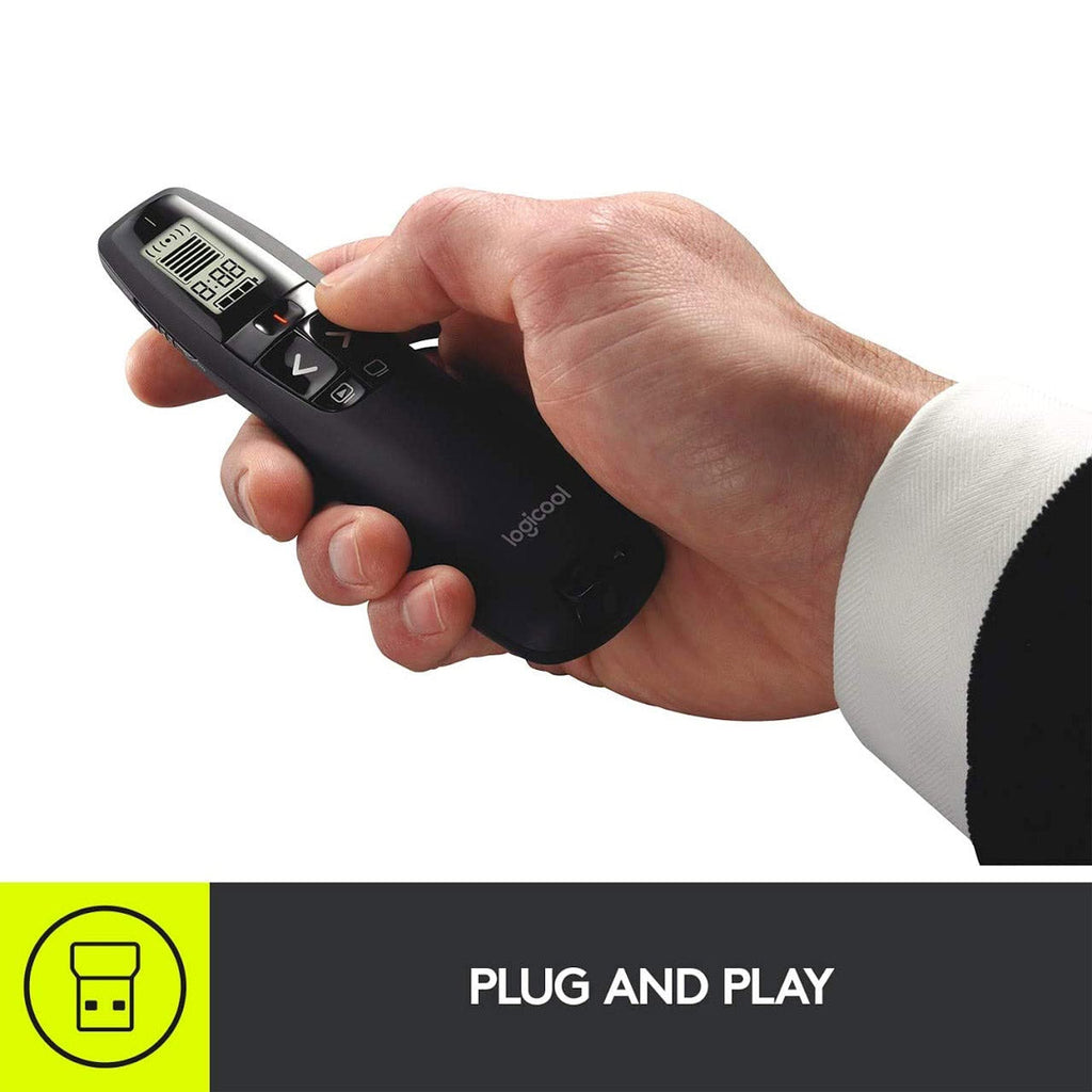Logitech Wireless Presenter R800 with Battery Indicator Green Laser Pointer and LCD Display