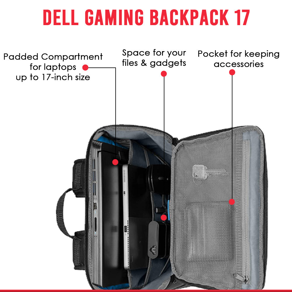 Dell GM1720PM Gaming Lite 17" Laptop Backpack with Water Resistant Exterior and Reflective Front