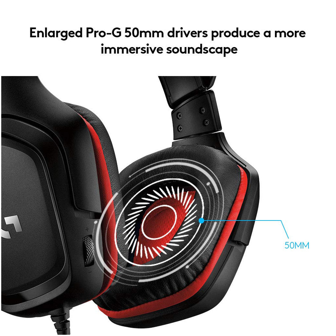 Logitech G331 Over-Ear Gaming Headset with Rotatable Boom Microphone - Black