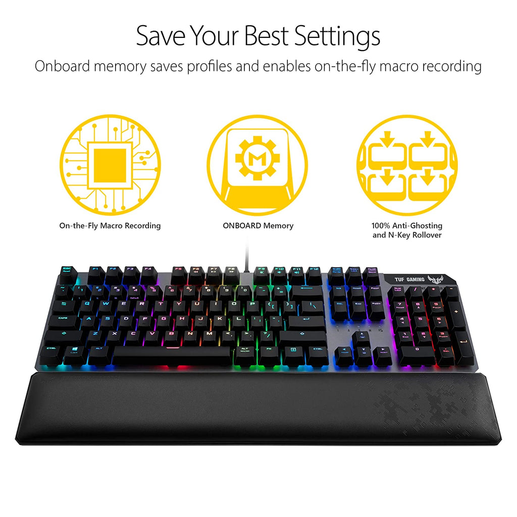 ASUS TUF Gaming K7 Optical-Mechanical RGB Keyboard with IP56 Water and Dust Resistance