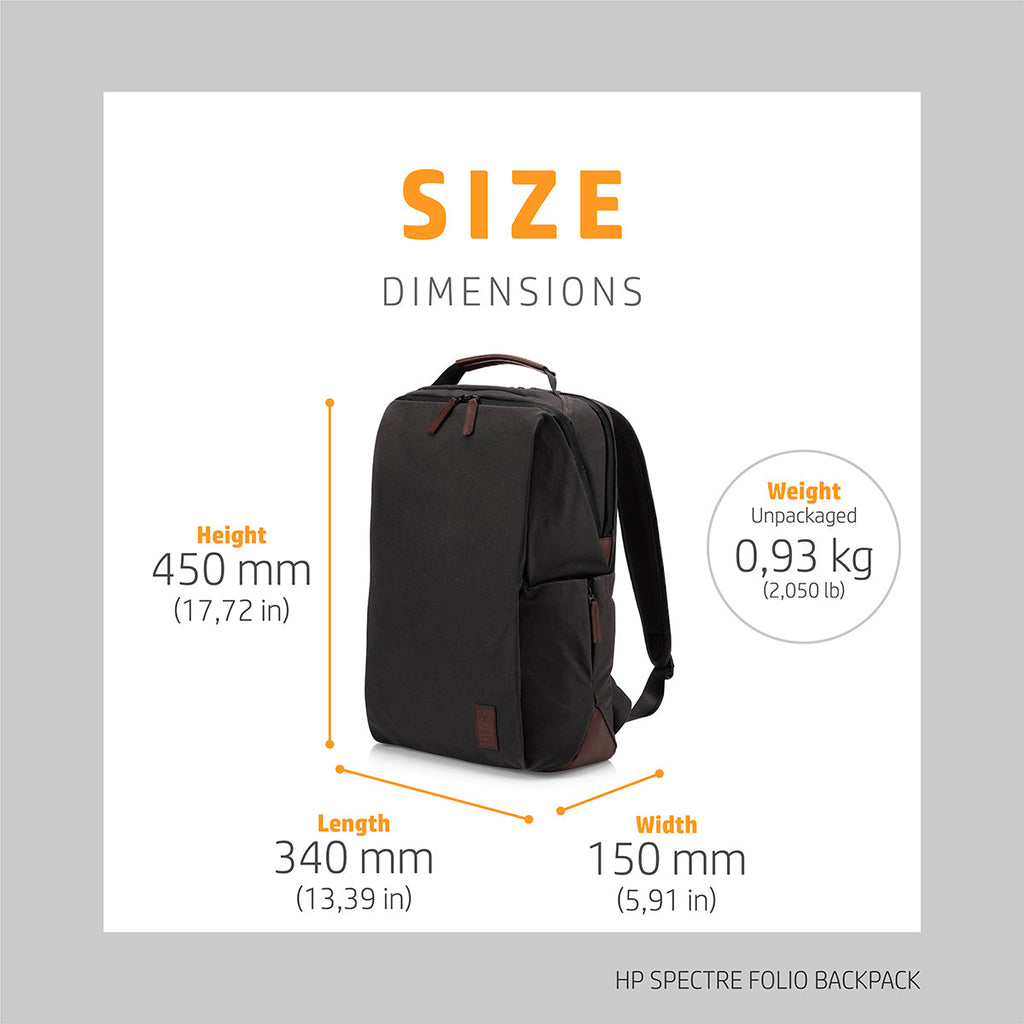 HP Spectre Folio Backpack for 15.6 Inch Laptops with RFID Pockets and Water Resistant Material