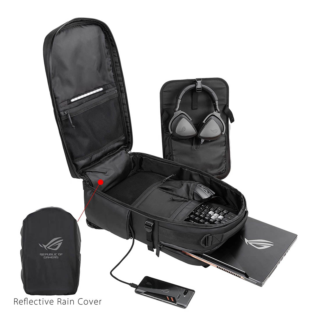 Asus ROG Ranger BP3703G RGB Modular Backpack for 17-inch Laptop with Water-Repellent Material