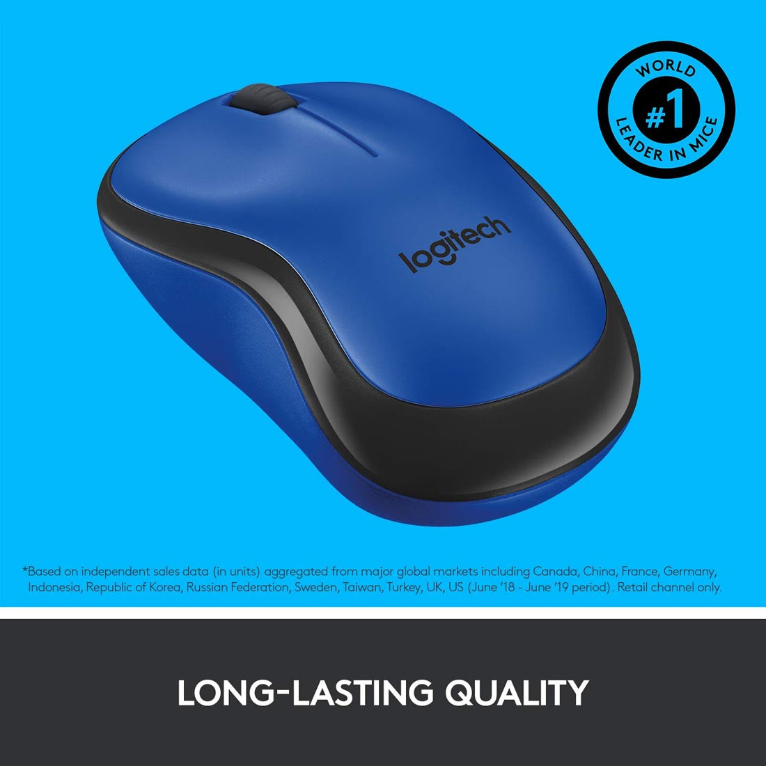 Logitech M221 Silent Wireless Optical Blue Mouse with 1000DPI and 2.4 GHz Technology