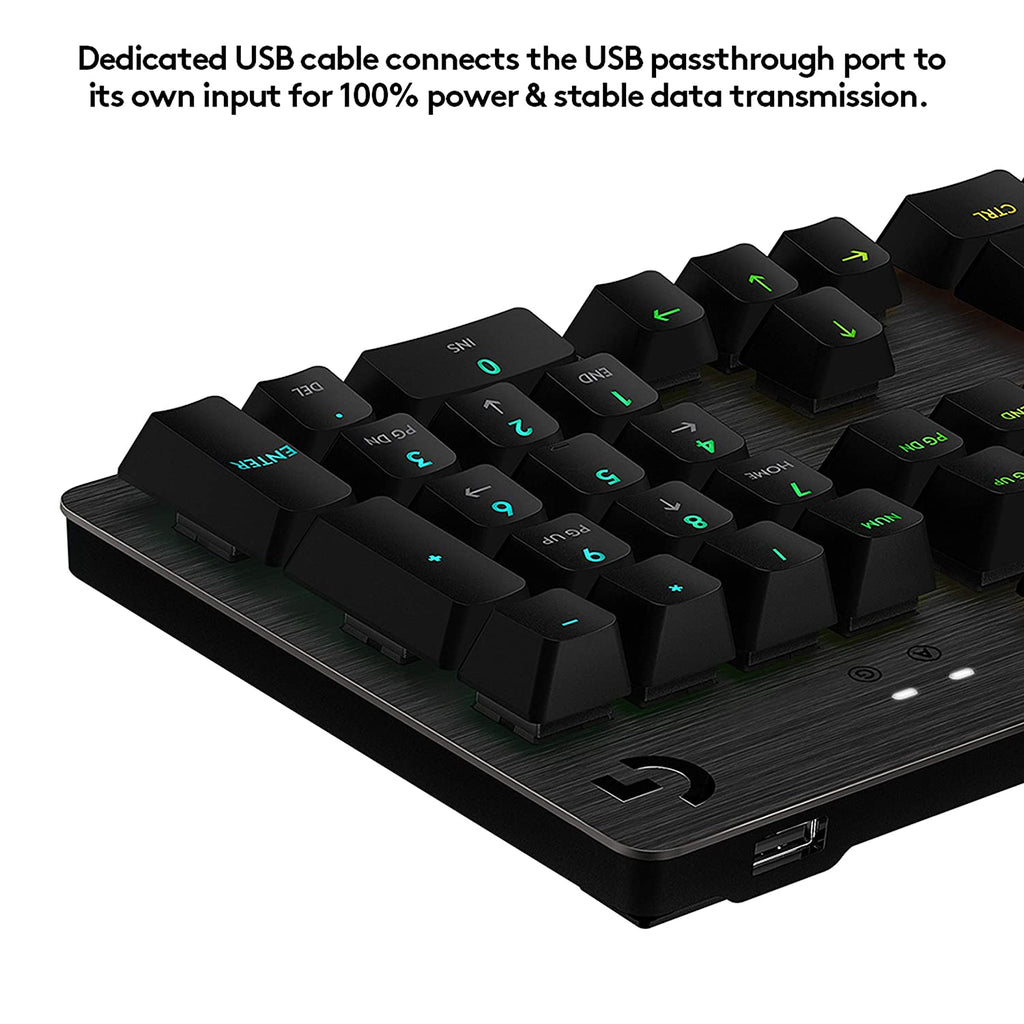 Logitech G512 Mechanical Wired Gaming Keyboard with GX Blue Clicky Switch USB Passthrough and Lightsync RGB