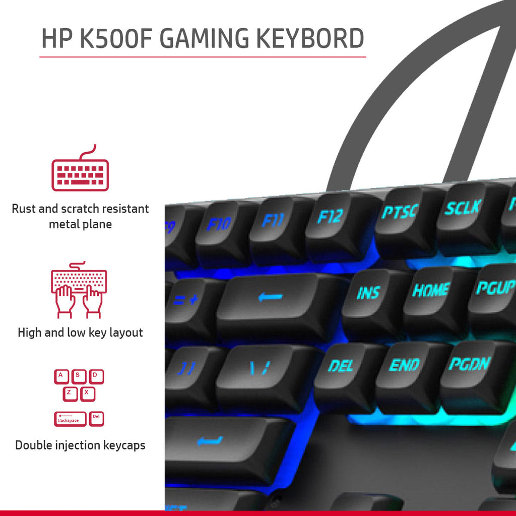 HP KM300F RGB Wired Keyboard and Mouse Gaming Combo with Adjustable DPI