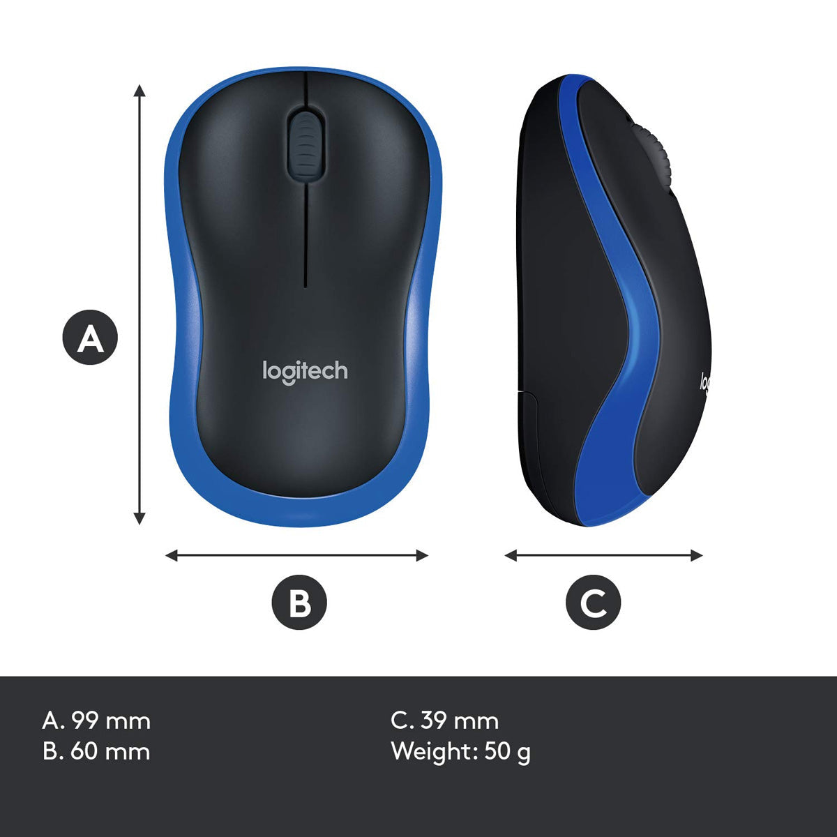 Logitech M185 1000DPI 2.4Ghz Wireless Optical Mouse with 12 Month Battery Life