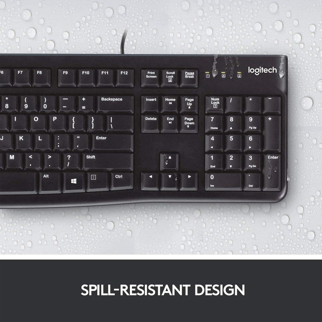Logitech MK120 Wired Keyboard and Optical Mouse Combo with Spill Resistant Design