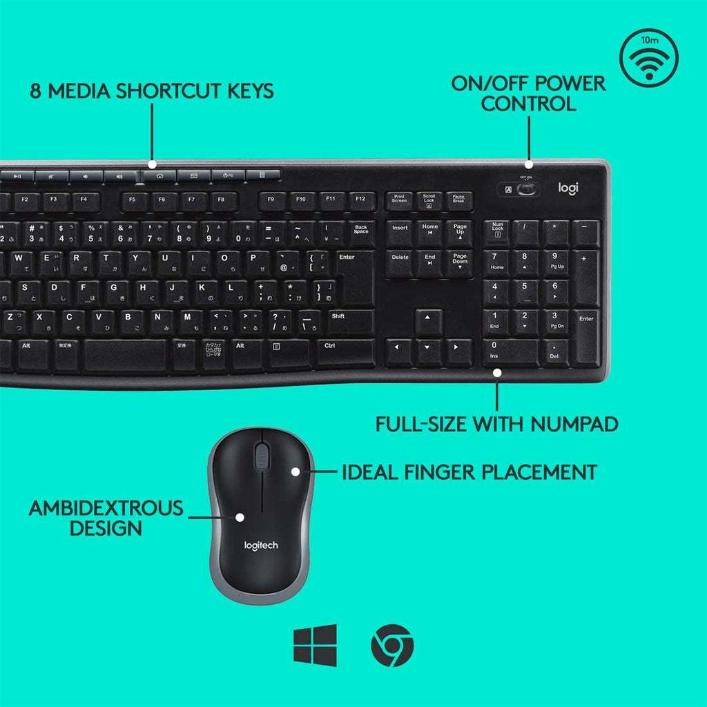 Logitech MK270r Wireless Keyboard and Mouse Combo with Spill Resistant Design and 2.4GHz Connectivity