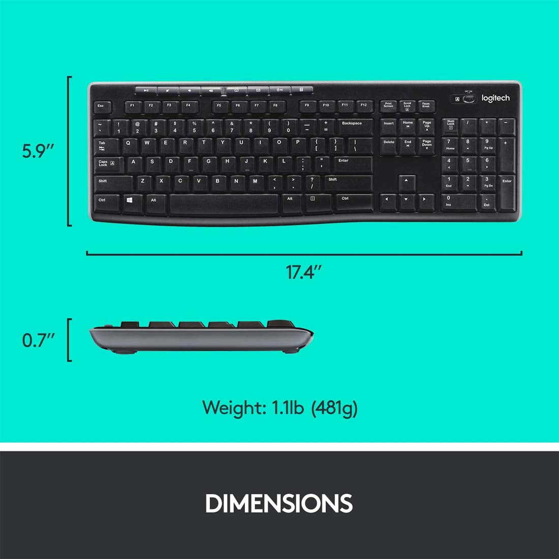 Logitech MK270r Wireless Keyboard and Mouse Combo with Spill Resistant Design and 2.4GHz Connectivity