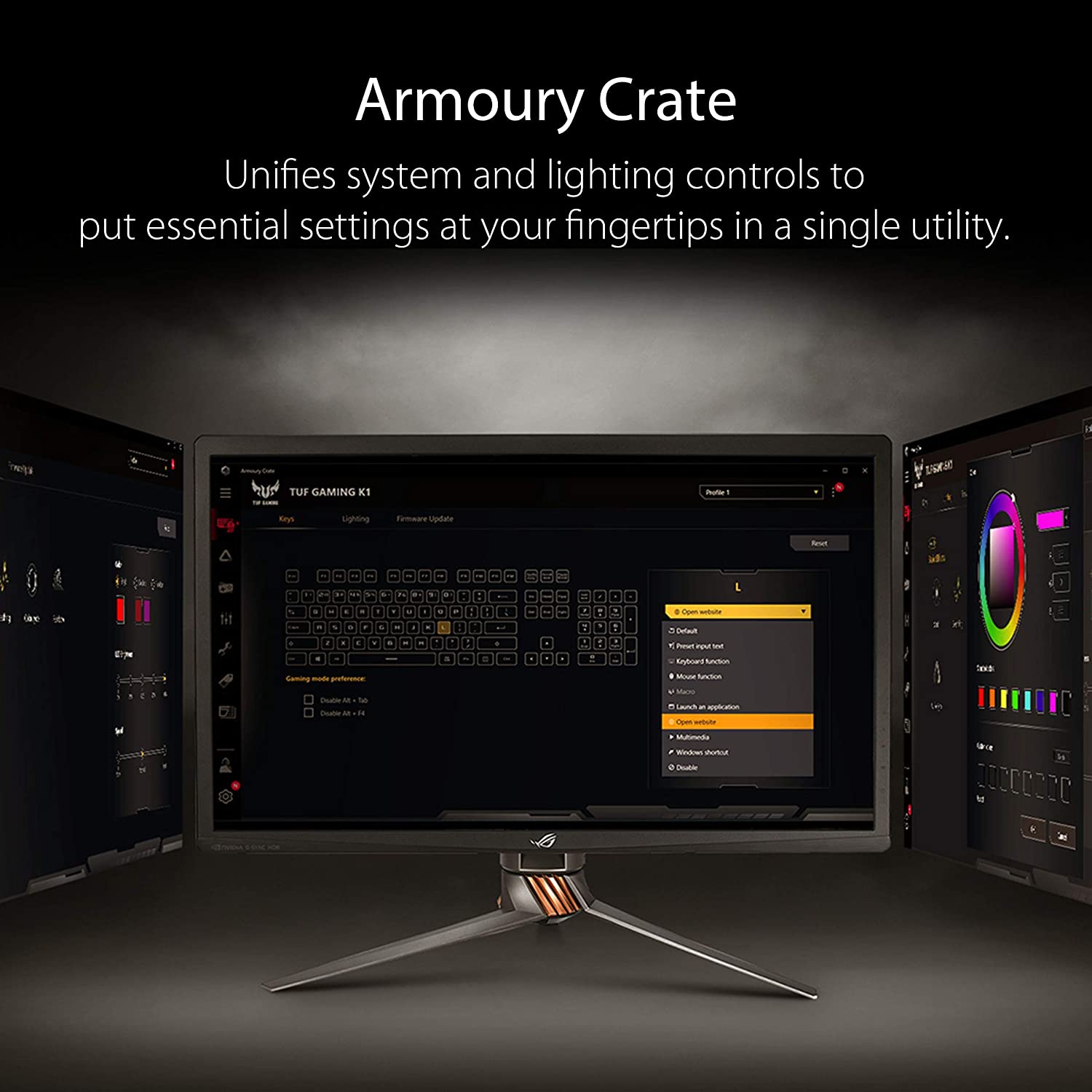 ASUS TUF K1 Gaming RGB Spill-Resistant Keyboard with Dedicated Volume Knob and Detachable Wrist Rest