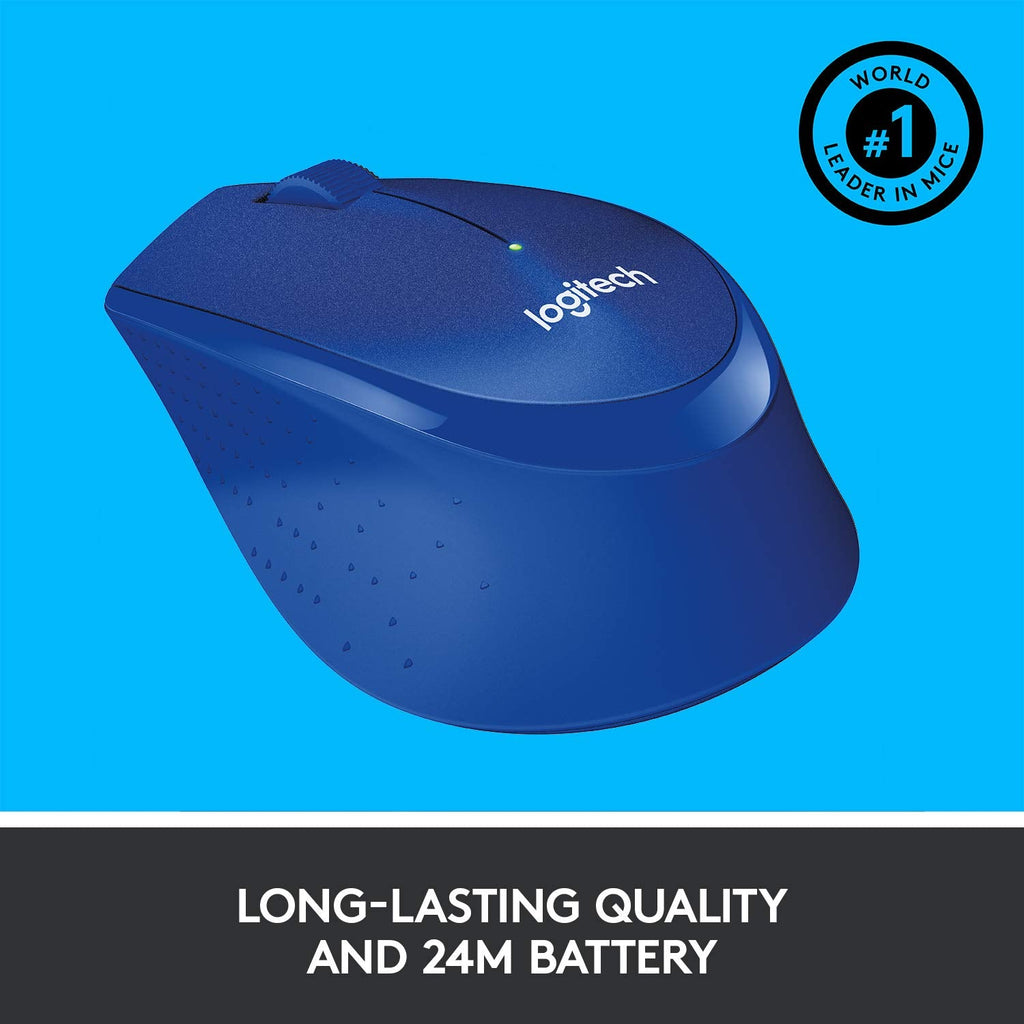 Logitech M331 Silent Plus Wireless Optical Mouse Blue with 1000DPI and 2.4 GHz Technology