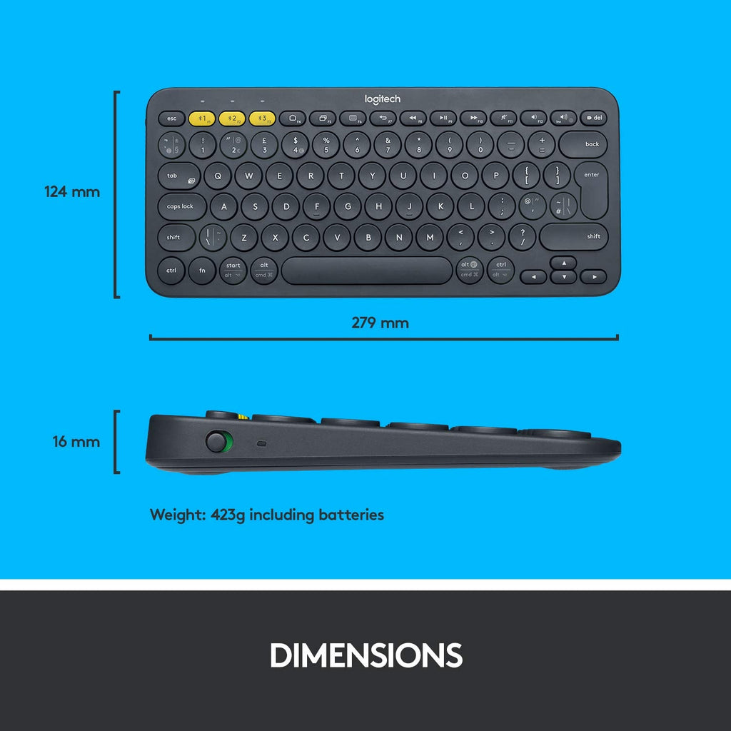 Logitech K380 Bluetooth Wireless Multi-Device Black Keyboard with Up to 3 Devices Connectivity and 2 Year Battery Life