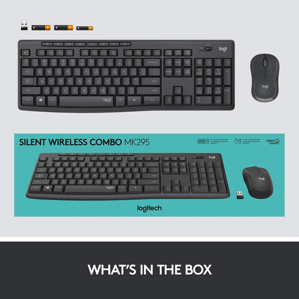 Logitech MK295 2.4 GHz Full-Size Wireless Silent Keyboard and Mouse Combo