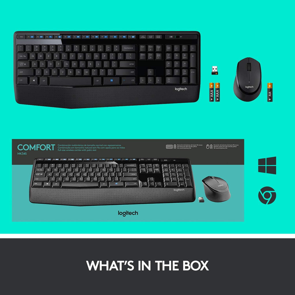 Logitech MK345 2.4 GHz Full-Size Wireless Keyboard and Mouse Combo