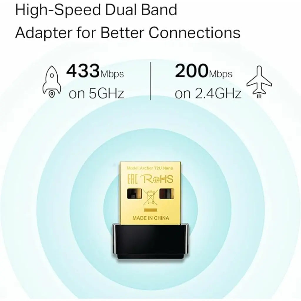 TP-Link Archer T2U Nano AC600 Nano Wireless Dual Band USB Wi-Fi Adapter-tpstech.in