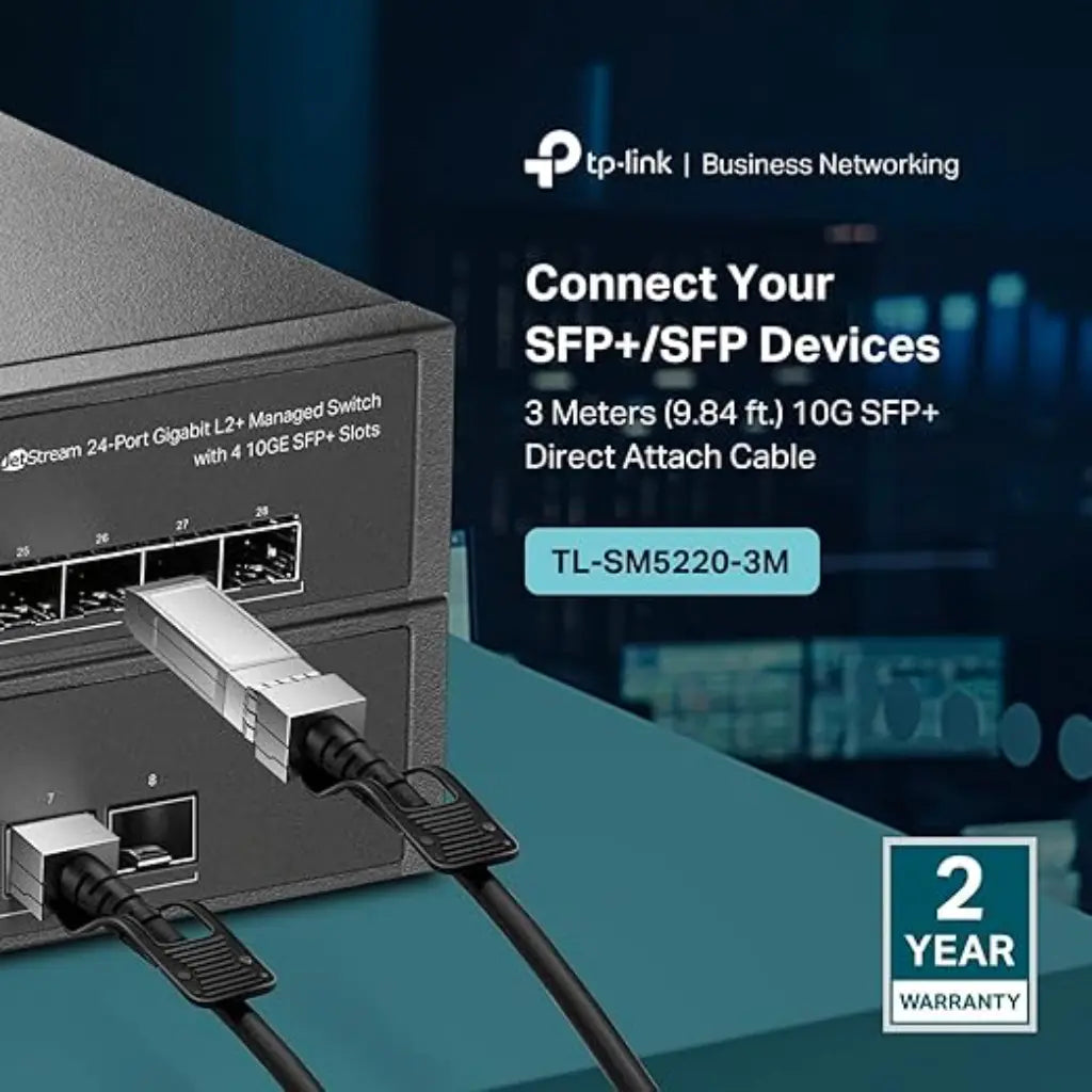 TP Link Omada TL-SM5220-3M 3 Meter 10G SFP Plus Passive DAC Cable-tpstech.in