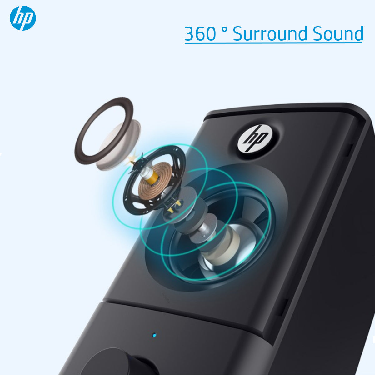 HP DHS-2101 2.0 Portable Multimedia Wired Speaker with USB and 3.5mm AUX Connectivity - Black
