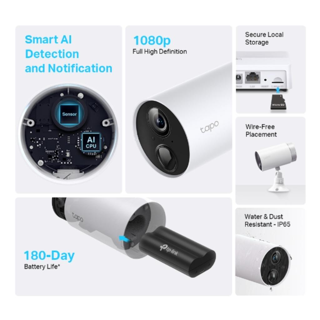 TP-Link Tapo C400S2 Smart 1080p Full HD Wire Free Outdoor Security Camera IP65 (2 Camera System)