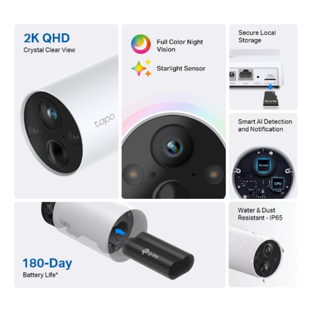 TP-Link Tapo C420-S1 Smart 2K QHD Wire Free Wi-Fi Security Camera IP65 Night Vision