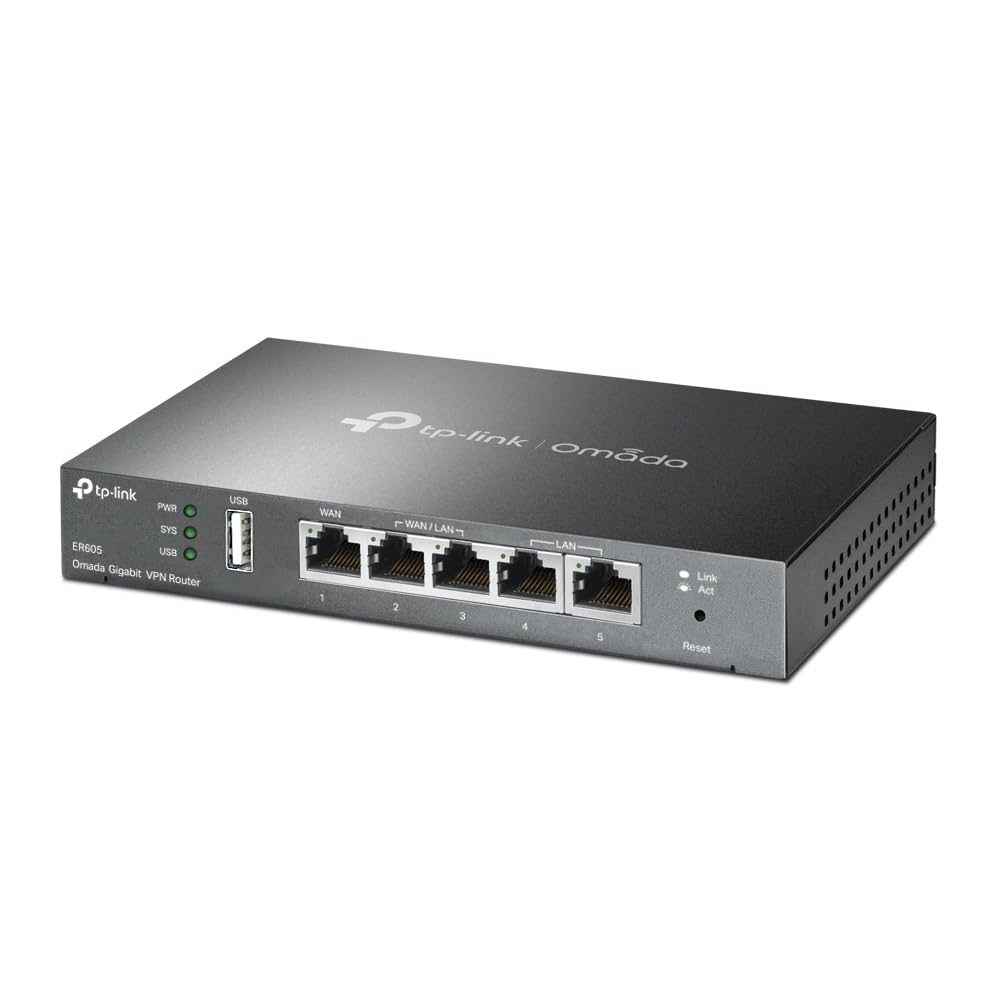 TP-Link Omada ER605 Gigabit VPN Multi-WAN Wired Single Band Router Gateway - Black
