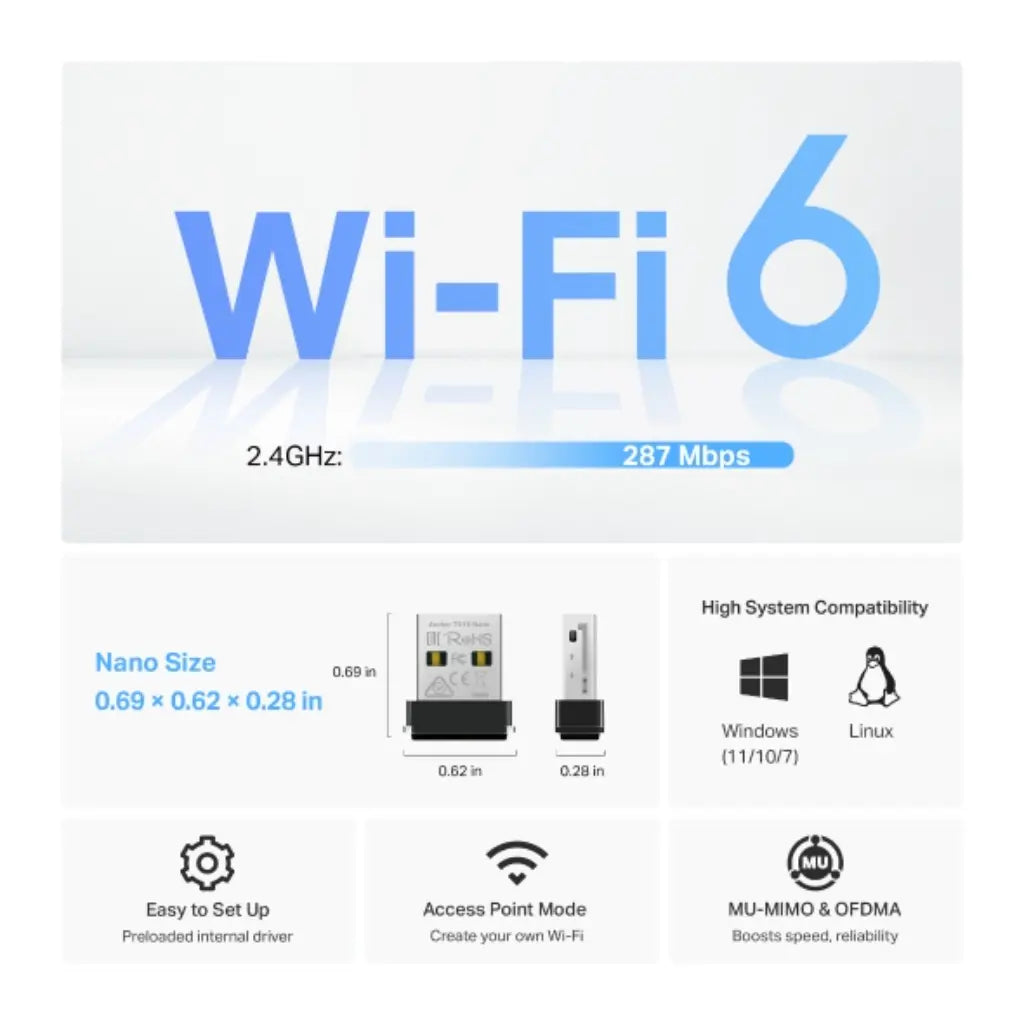 TP-Link Archer TX1U Nano AX300 Wi-Fi 6 Wireless USB Adapter-tpstech.in