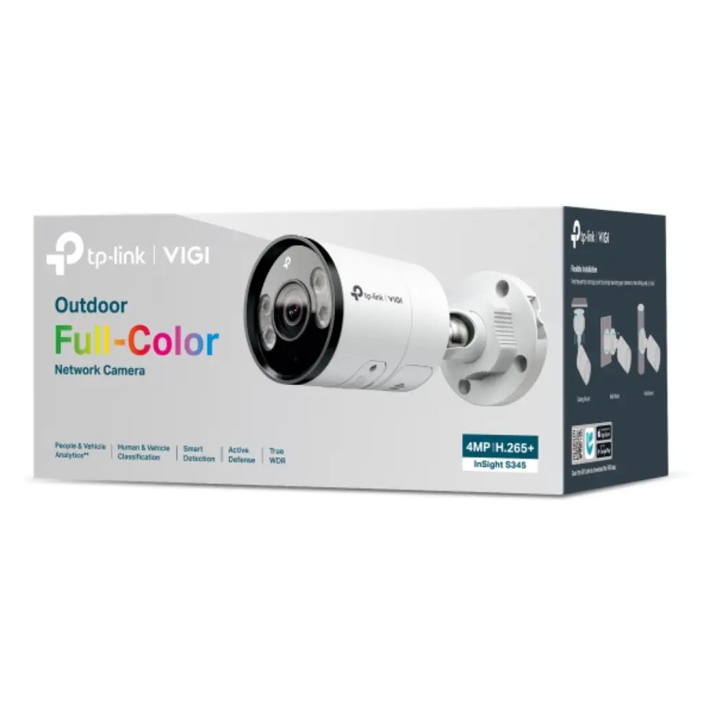 TP-Link VIGI InSight S345 4MP Outdoor Full-Color Bullet Network Camera with AI Detection H.265+ IP67 Weatherproof-tpstech.in