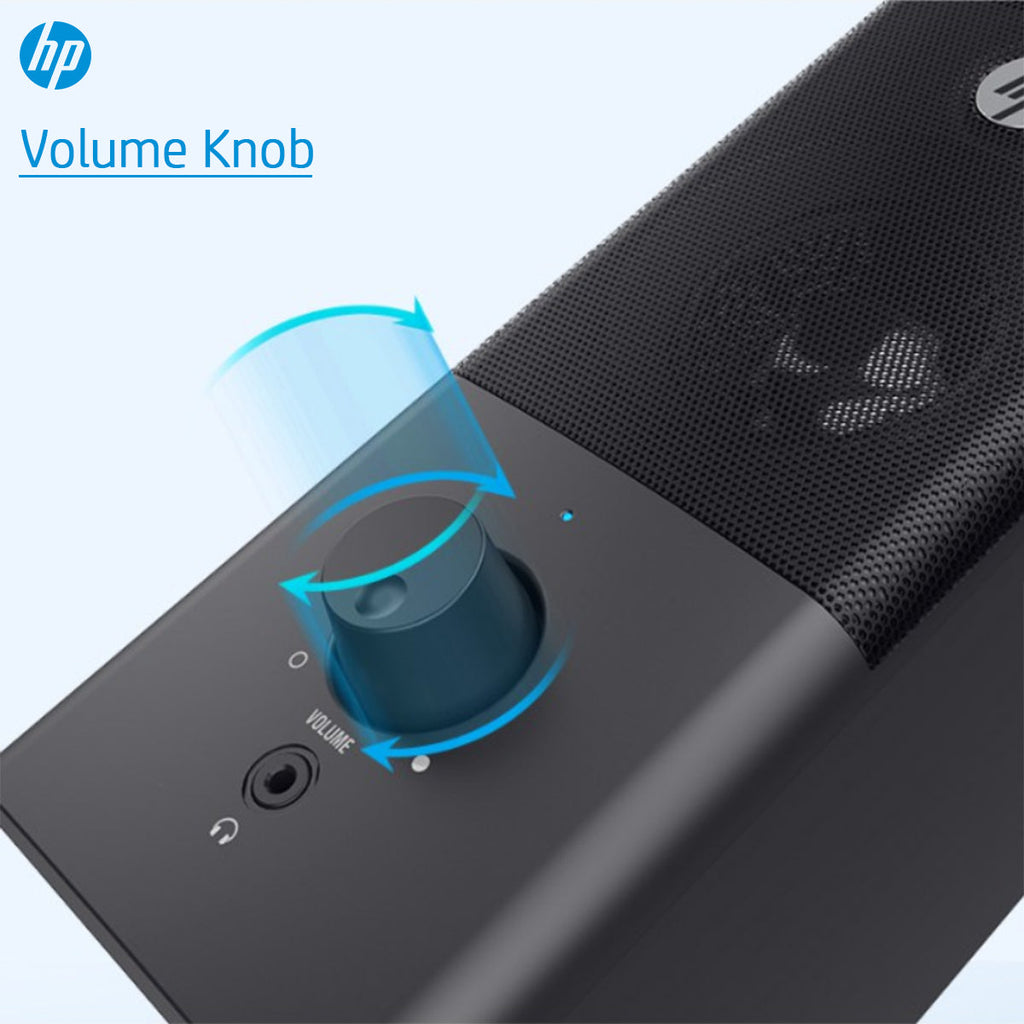HP DHS-2101 2.0 Portable Multimedia Wired Speaker with USB and 3.5mm AUX Connectivity - Black