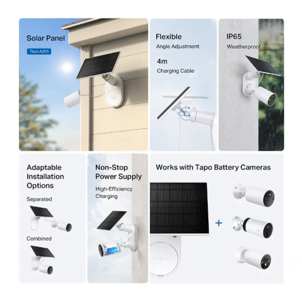  TP-Link Tapo A201 2.5W Solar Panel for Tapo Battery Cameras with 4M Cable-tpstech.in