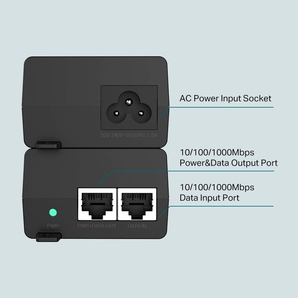 TP-Link TL-POE160S 30W Up to 100 Meters PoE+ Adapter/Injector - Black