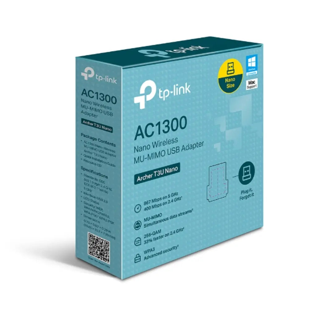 TP-Link Archer T3U Nano AC1300 Nano Wireless MU-MIMO USB Wi-Fi Adapter-tpstech.in