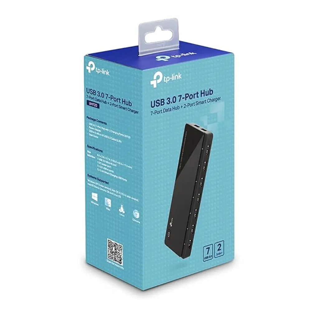 TP-Link UH720 USB 3.0 7-Port Hub with 2 Smart Charging Ports - tpstech.in