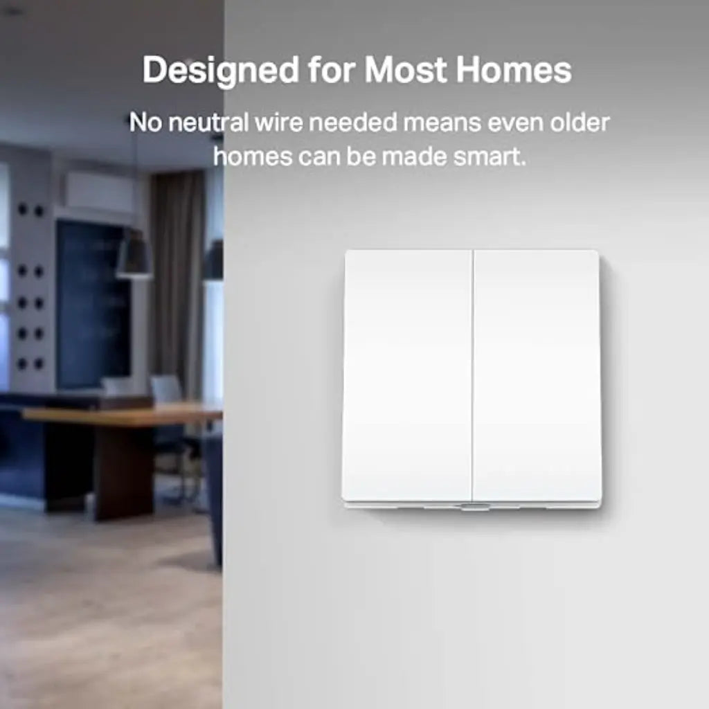  TP-Link Tapo S220 Smart Light Switch 2-Gang 1-Way No Neutral Wire Battery Powered-tpstech.in