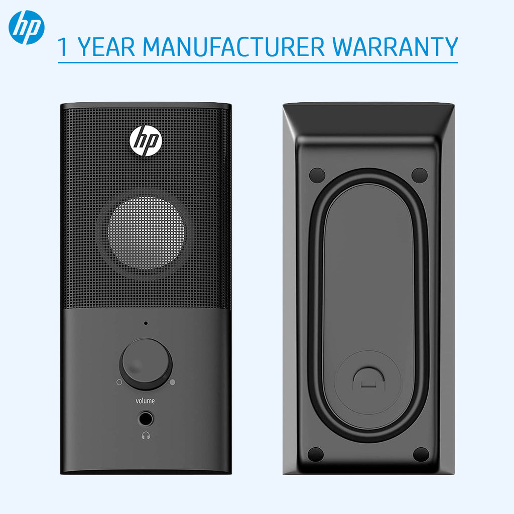 HP DHS-2101 2.0 Portable Multimedia Wired Speaker with USB and 3.5mm AUX Connectivity - Black