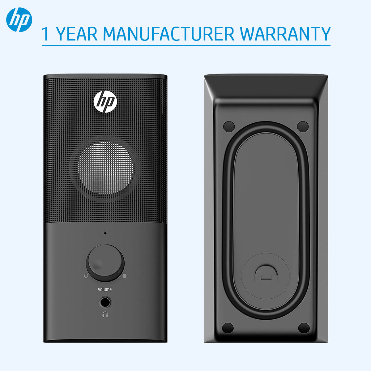 HP DHS-2101 2.0 Portable Multimedia Wired Speaker with USB and 3.5mm AUX Connectivity - Black