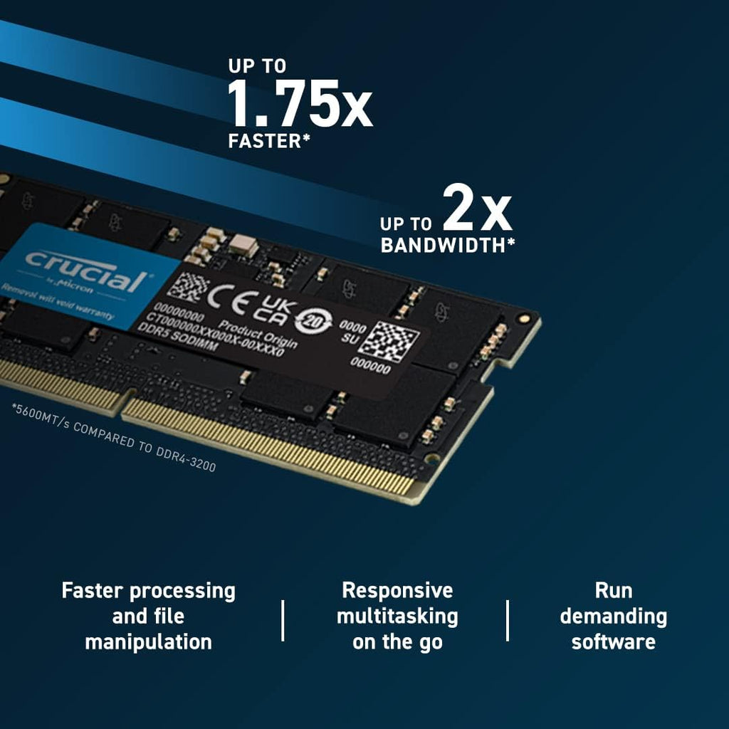 Crucial RAM 16GB Kit 2x8GB DDR5 5600 Mhz Laptop Memory SODIMM