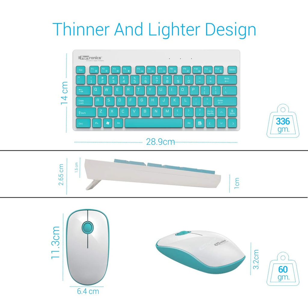 Portronics Key2-A Combo Wireless Keyboard and 1500DPI Optical Mouse Combo - White