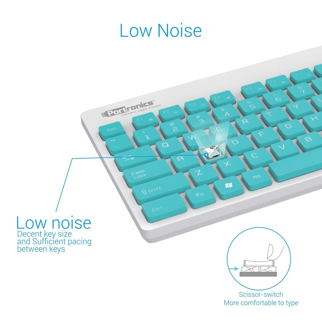 Portronics Key2-A Combo Wireless Keyboard and 1500DPI Optical Mouse Combo - White