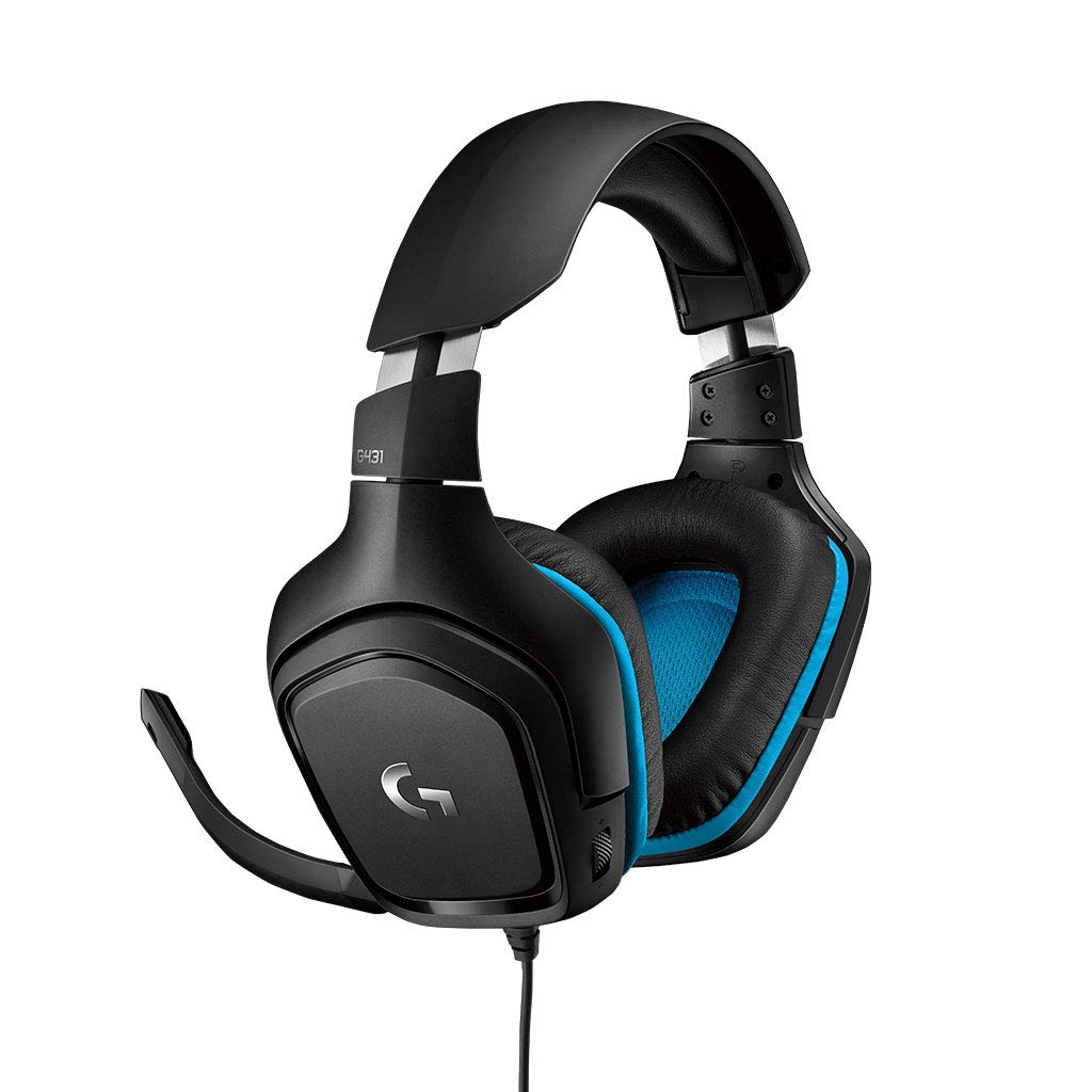 Logitech G431 7.1 Surround Sound Wired Gaming Headset with Boom Microphone - Black