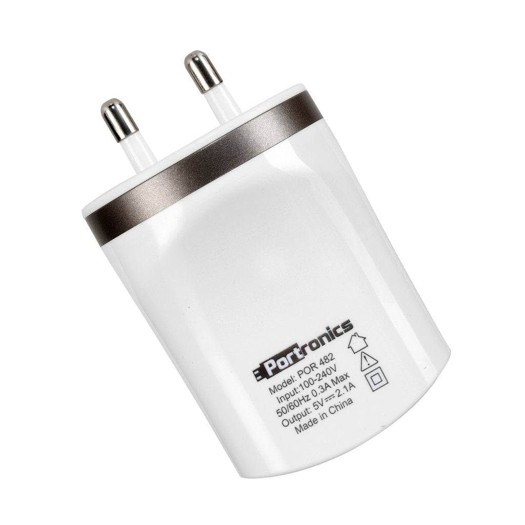 Portronics Adapto 482 Dual Wall Charger with Dual Ports Safe Time Control and Auto Cut-Off