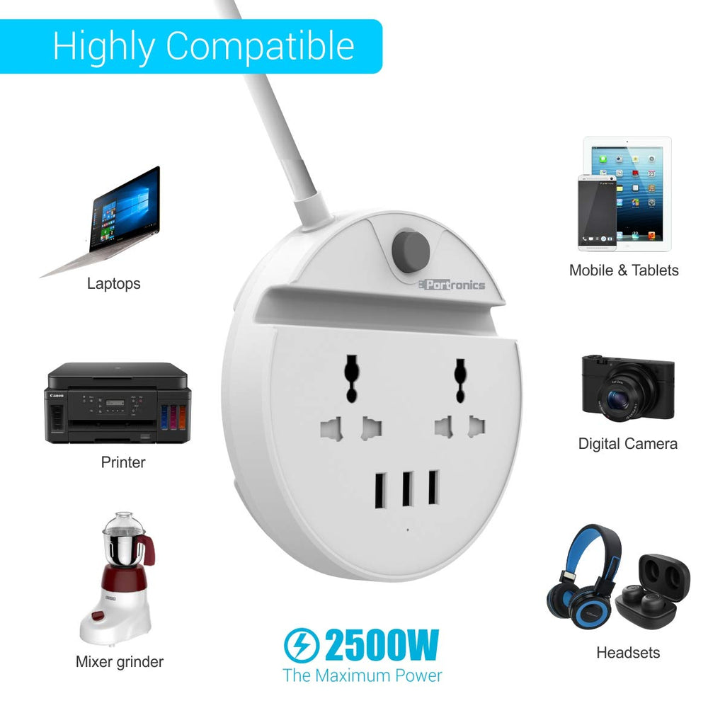 [RePacked] Portronics Power BUN  Phone Docking Station  with 2 AC Outlets and 3 USB Charging Ports
