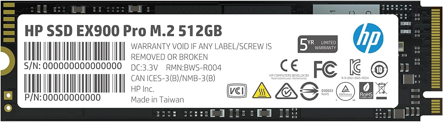 HP EX900 Pro 512GB NVMe PCIe Gen3 M.2 2280 3D NAND Internal SSD