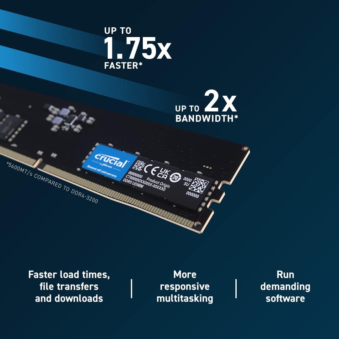 Crucial RAM 16GB Kit 2x8GB DDR5 5200MHz Desktop Memory UDIMM