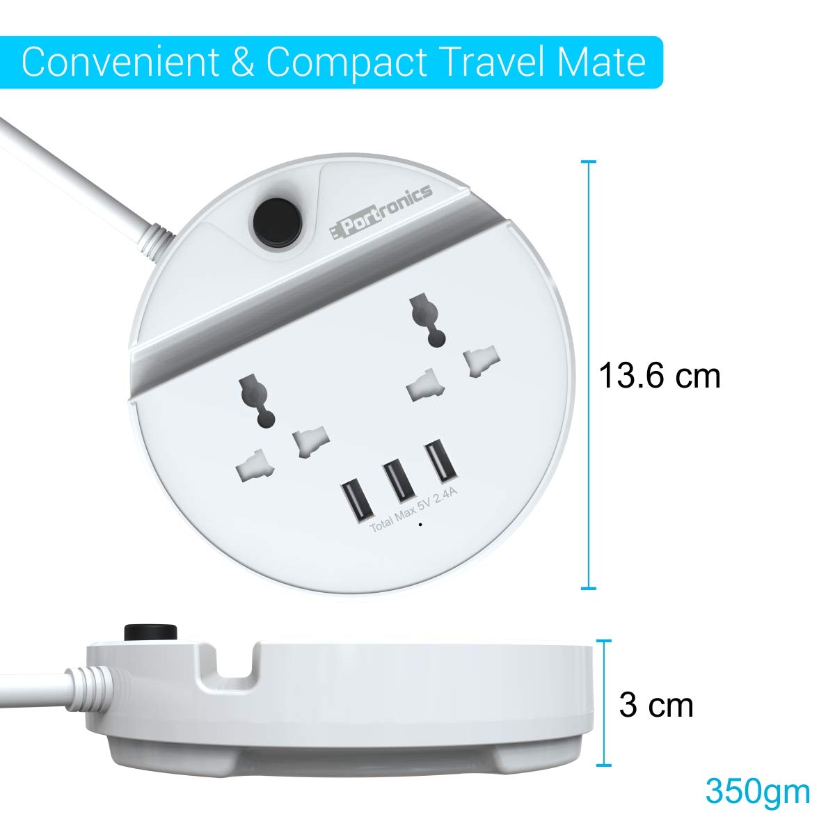 Portronics Power BUN  Phone Docking Station  with 2 AC Outlets and 3 USB Charging Ports