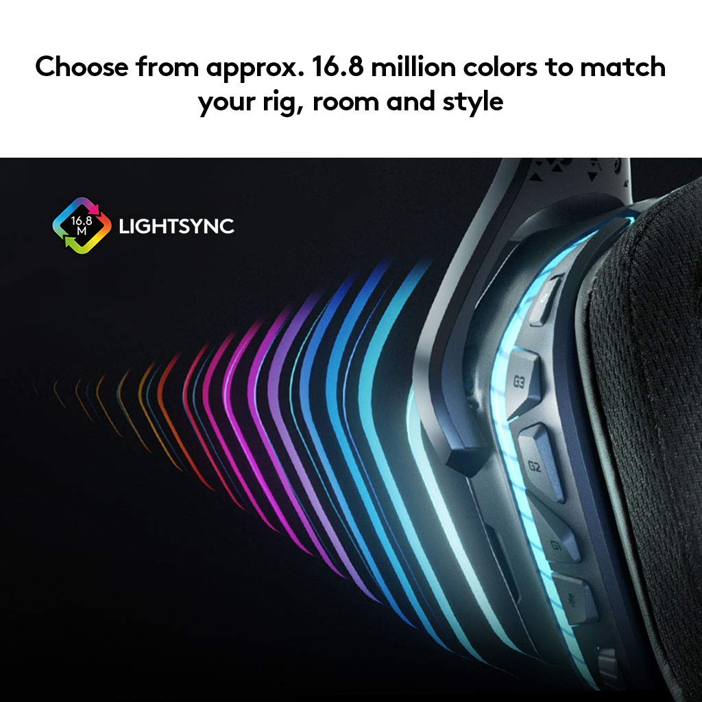 Logitech G633S Over-Ear Gaming RGB Headset with 7.1 Surround Sound 50mm Drivers Mic and Lightsync