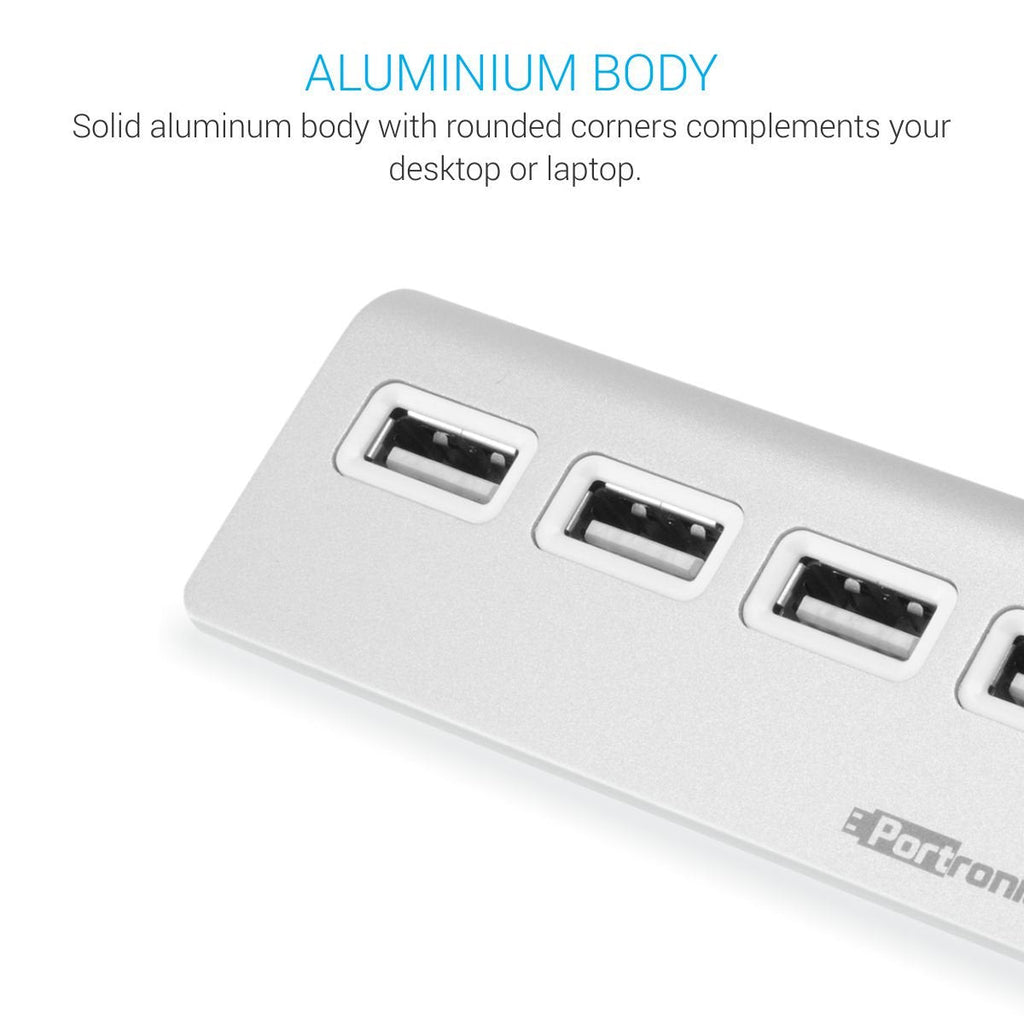 Portronics POR-717 MPort 24 USB 2.0 Hub with 4 USB Ports and Aluminum Build