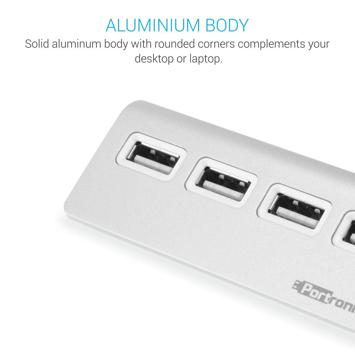 Portronics POR-717 MPort 24 USB 2.0 Hub with 4 USB Ports and Aluminum Build