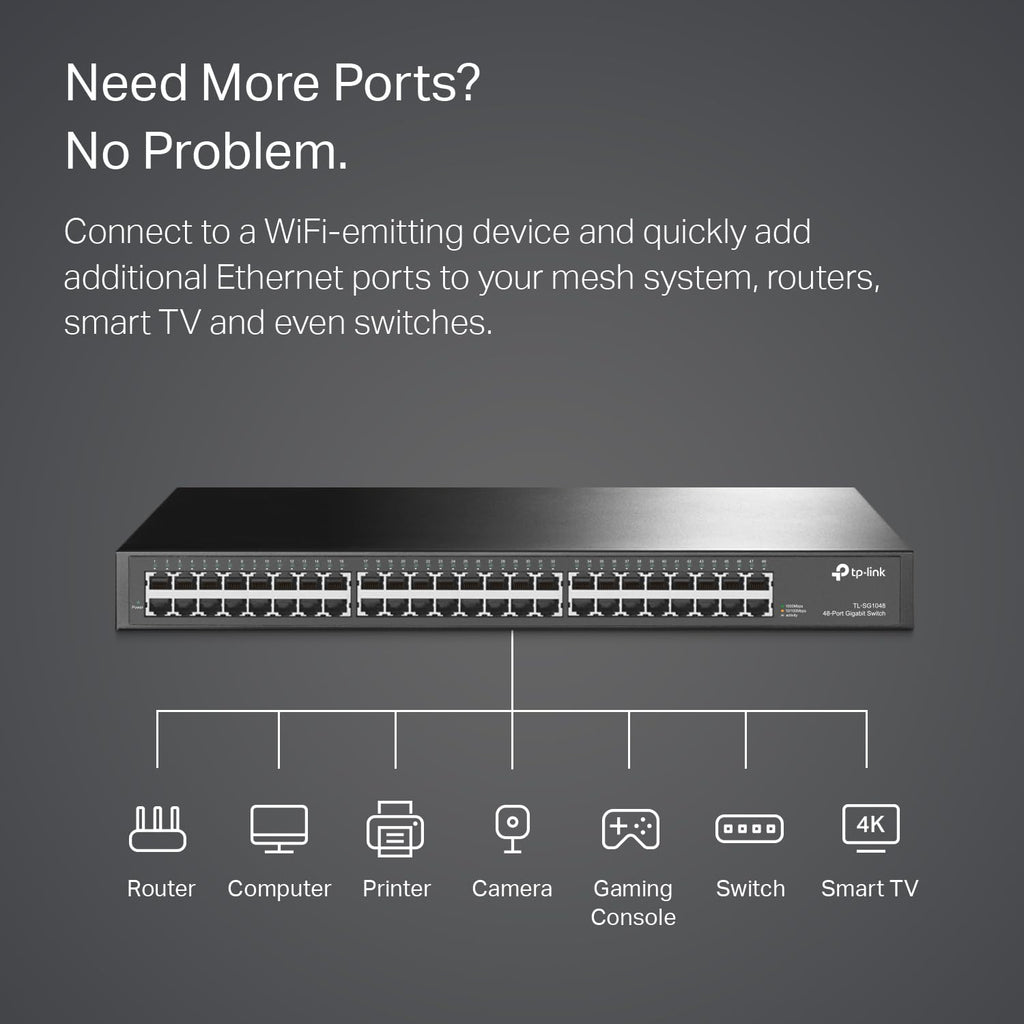 TP-Link TL-SG1048 48 Port Unmanaged Gigabit Rackmount Ethernet Switch